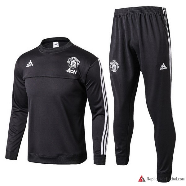 Chandal Manchester United Niño 2017-2018 Negro Blanco